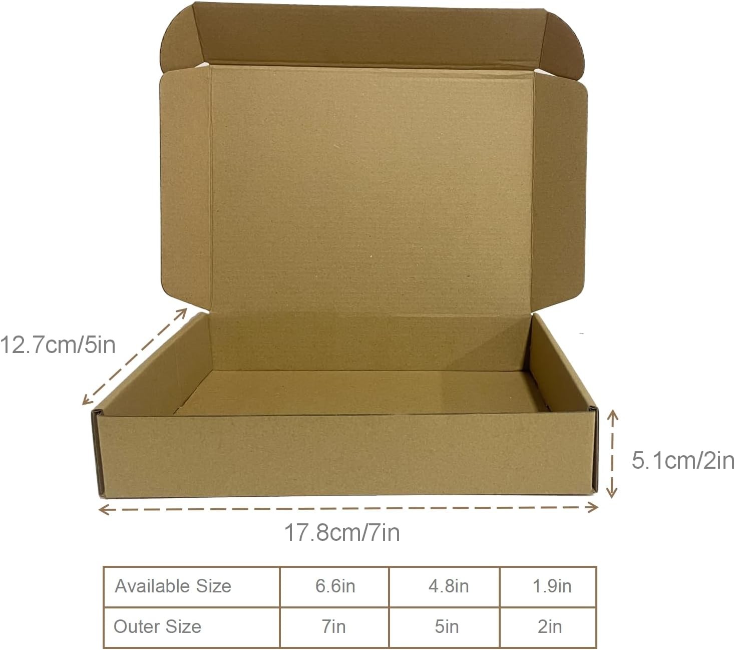 50 Pack 7x5x2in Brown Corrugated Shipping Boxes Cardboard Mailer Packing Boxes B