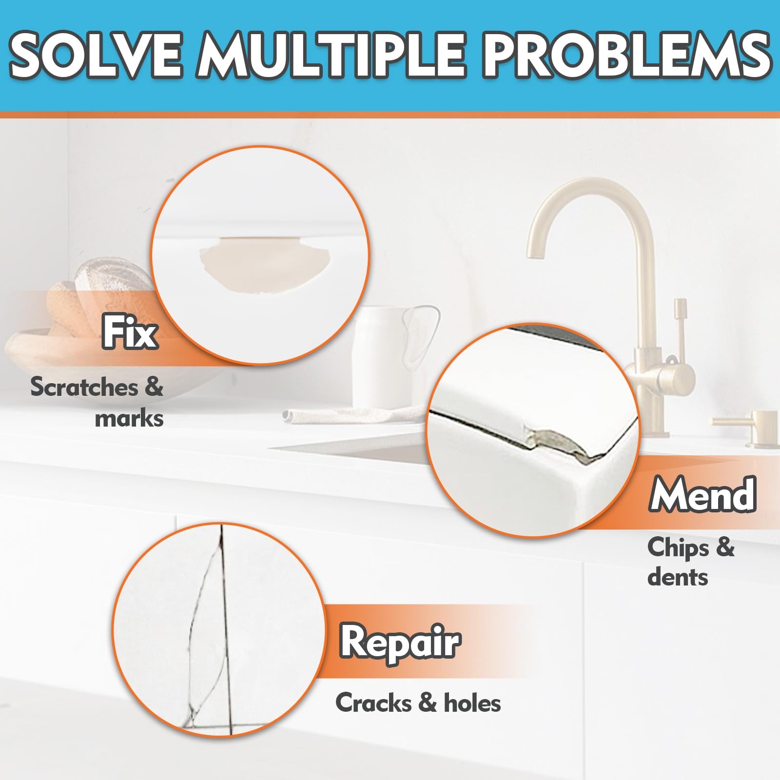 Porcelain Repair Kit, White Bathtub & Tile Repair Kit, for Tub, Enamel, Fiber…