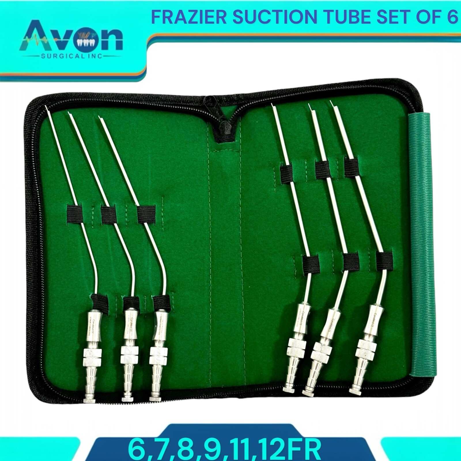 NEW GERMAN Frazier Suction tube set of 6 tubes! Dental ENT Surgical Instruments