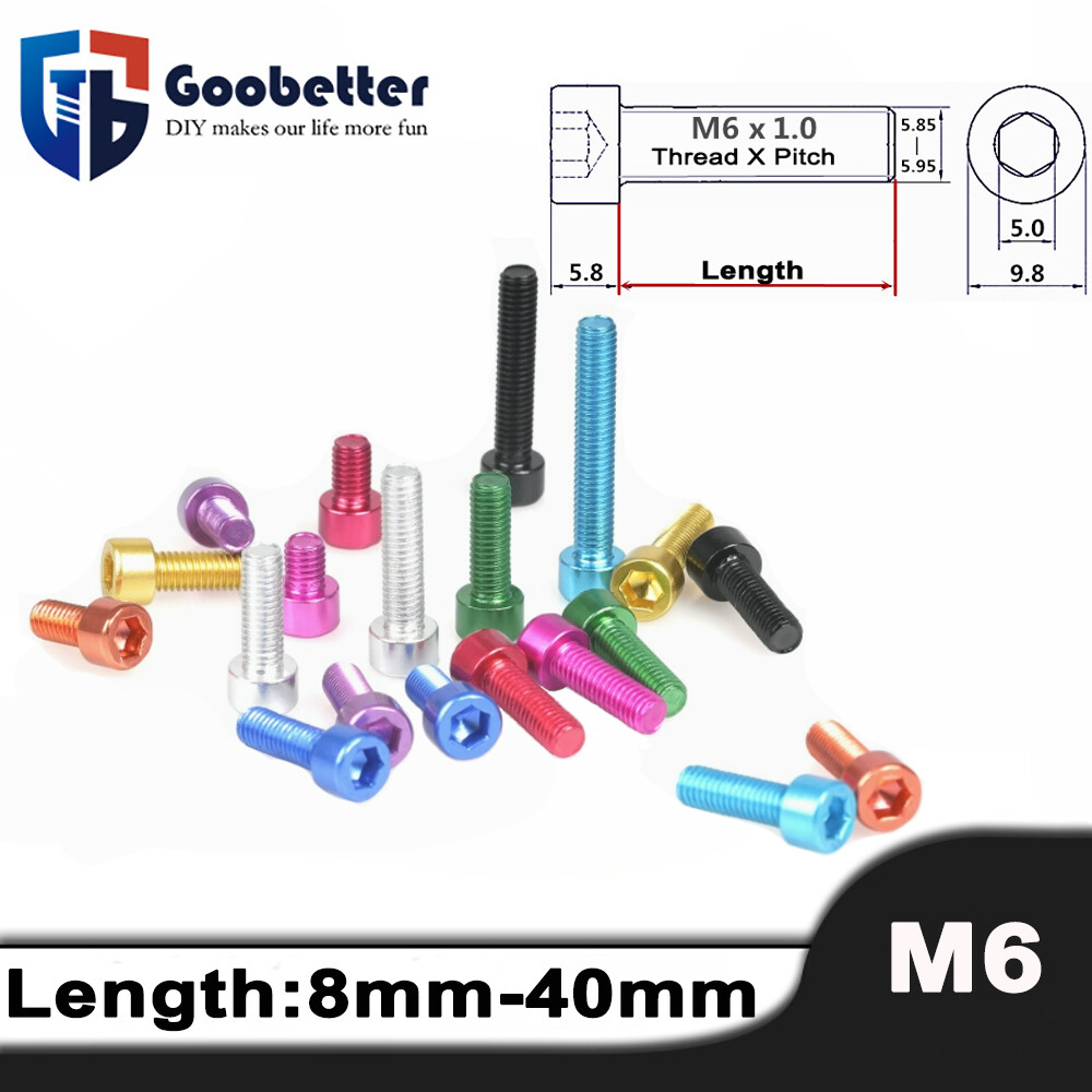M6 Aluminum Alloy Allen Bolt DIY Socket Cap Screws Hex Head Anodised Bolt DIN912