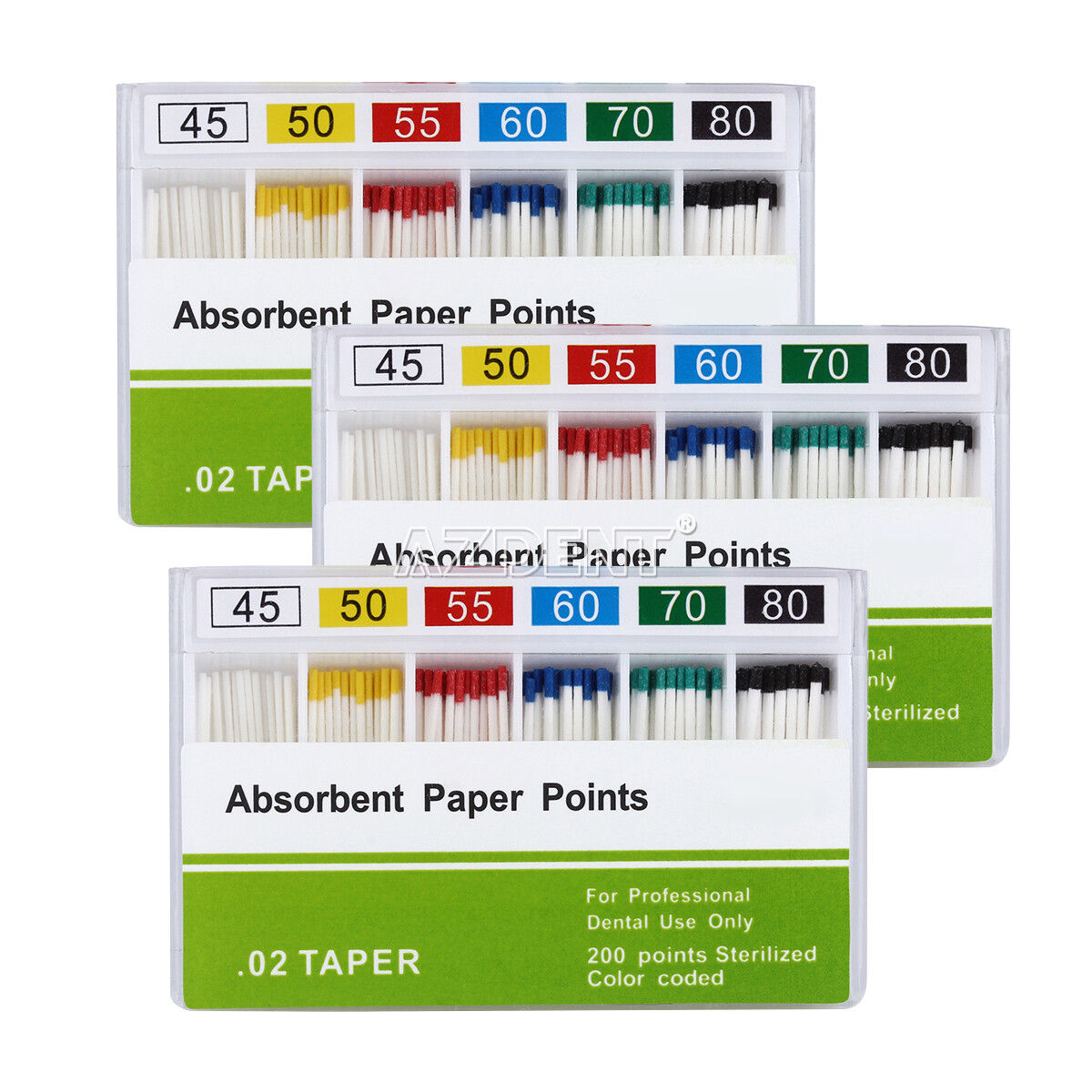 5Box AZDENT Dental EODO Absorbent Paper Points 45 -80# 0.02 Root Endodontics