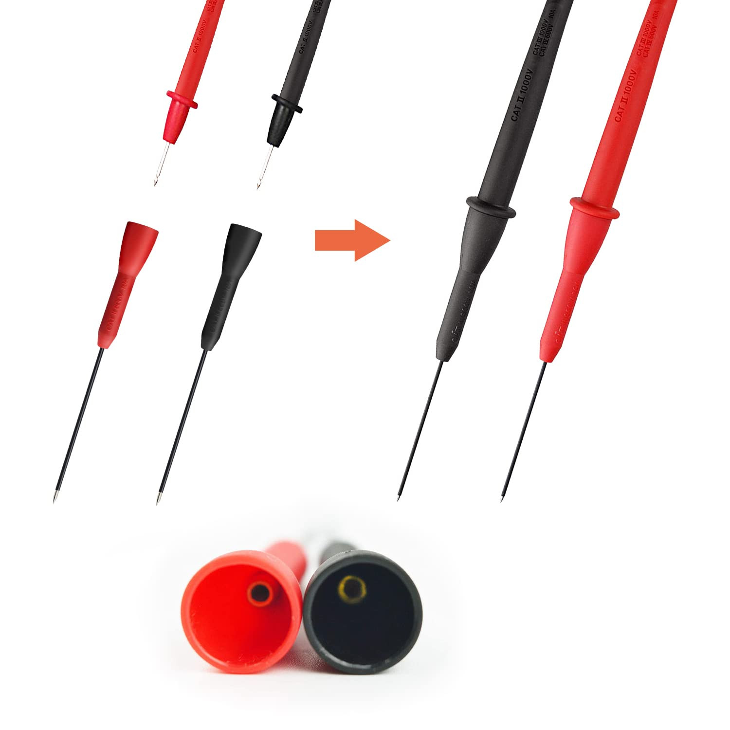 2 Pack 2Mm Extended Needle Test Probes, 600V/10A Non-Destructive Multimeter Test