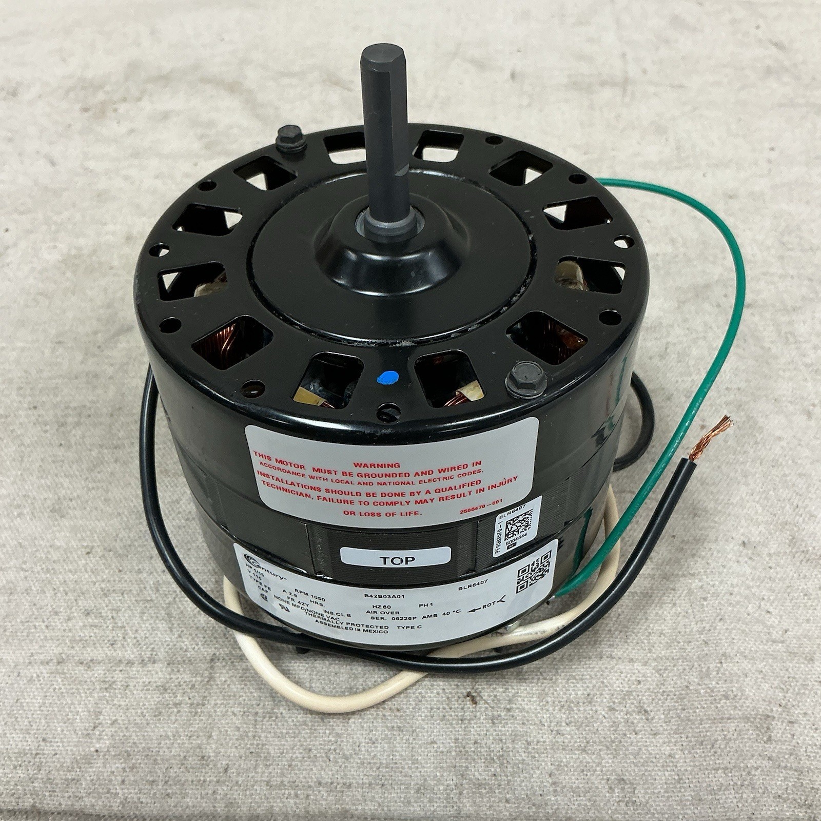 CENTURY BLR6407 Direct Drive Blower Motor 1/15hp 1050rpm 115V
