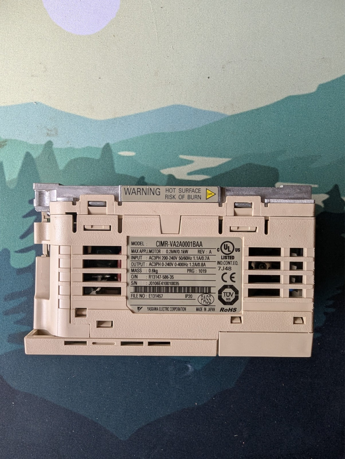 Yaskawa CIMR-VA2A0001BAA V1000 Variable Frequency Drive – 0.1 kW (1/8 HP), 200–2