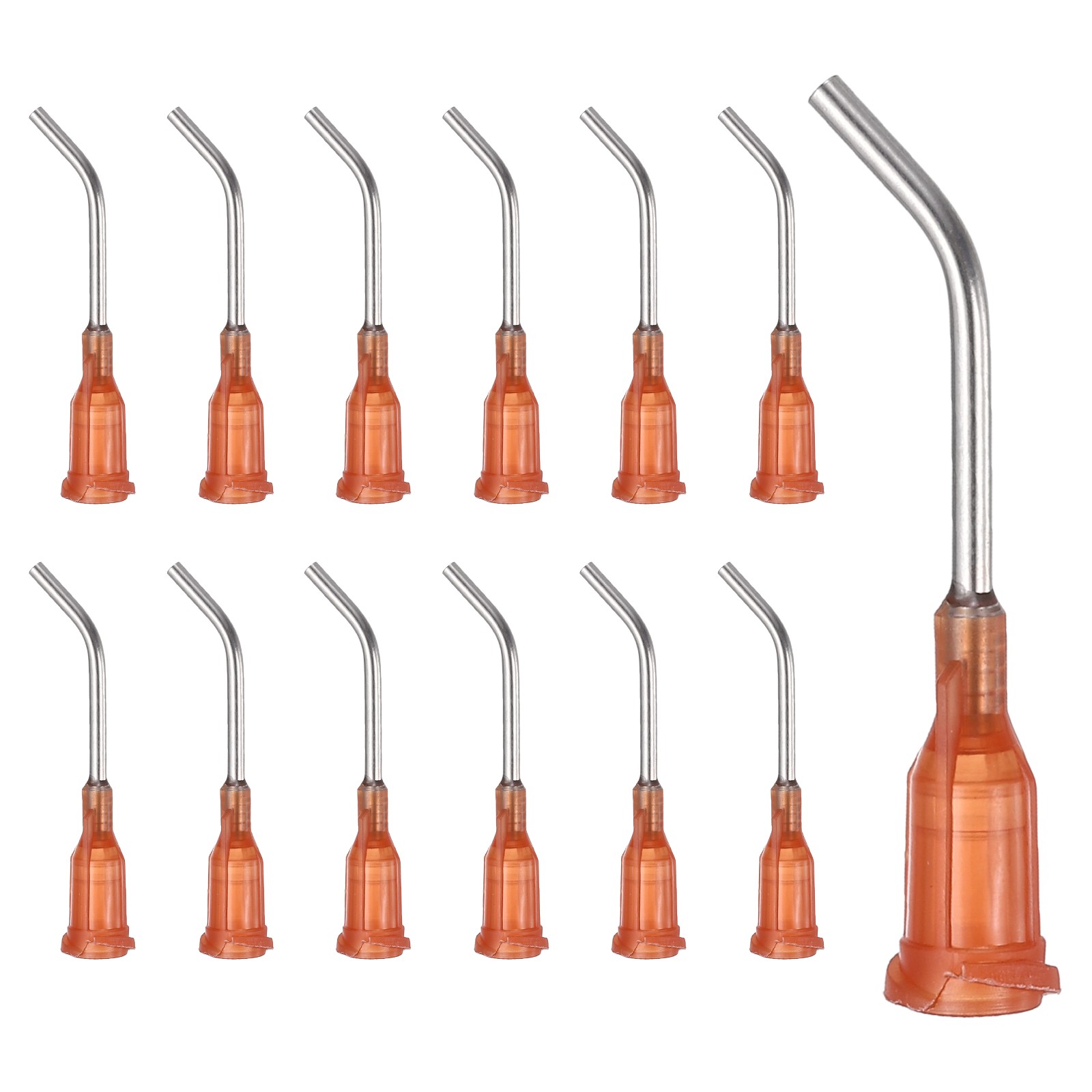 25Pcs 1Inch 15Ga 45° Angled Dispensing Needles, Brown