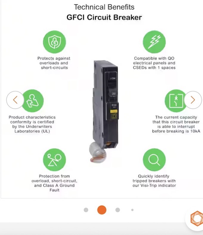 Square D QO120GFICP 20A 1-Pole 120V GFCI Circuit Breaker, Black