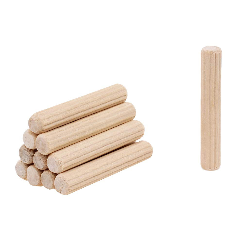 100 Pack 1/4″ Wood Dowel Pins Straight Grooved Pins for Furniture Door and Art P