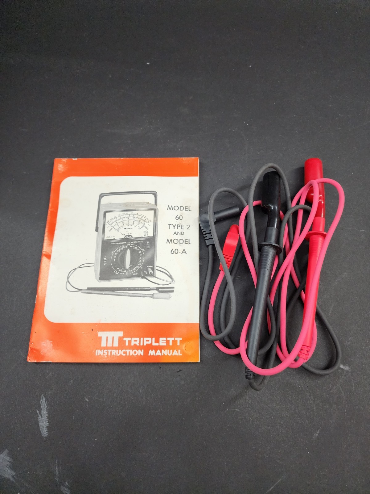 Triplett Model 60 Type 2 Handheld MultiMeter With C Clamp, Adapter Etc