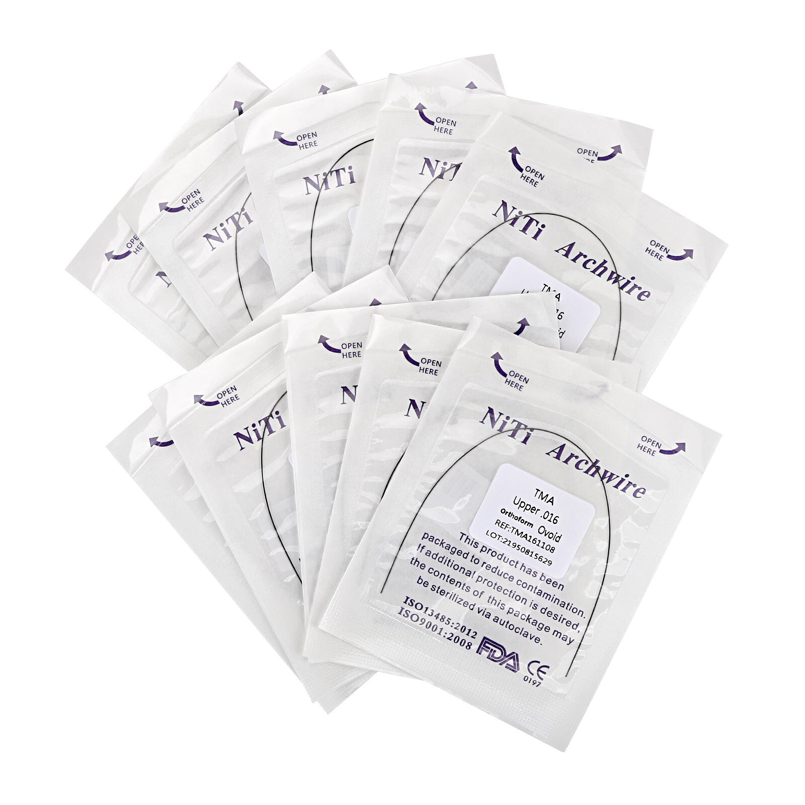 Dental Orthodontic TMA Beta Arch Wire Ti-Mo Alloy Round Ovoid/Natural 012-020