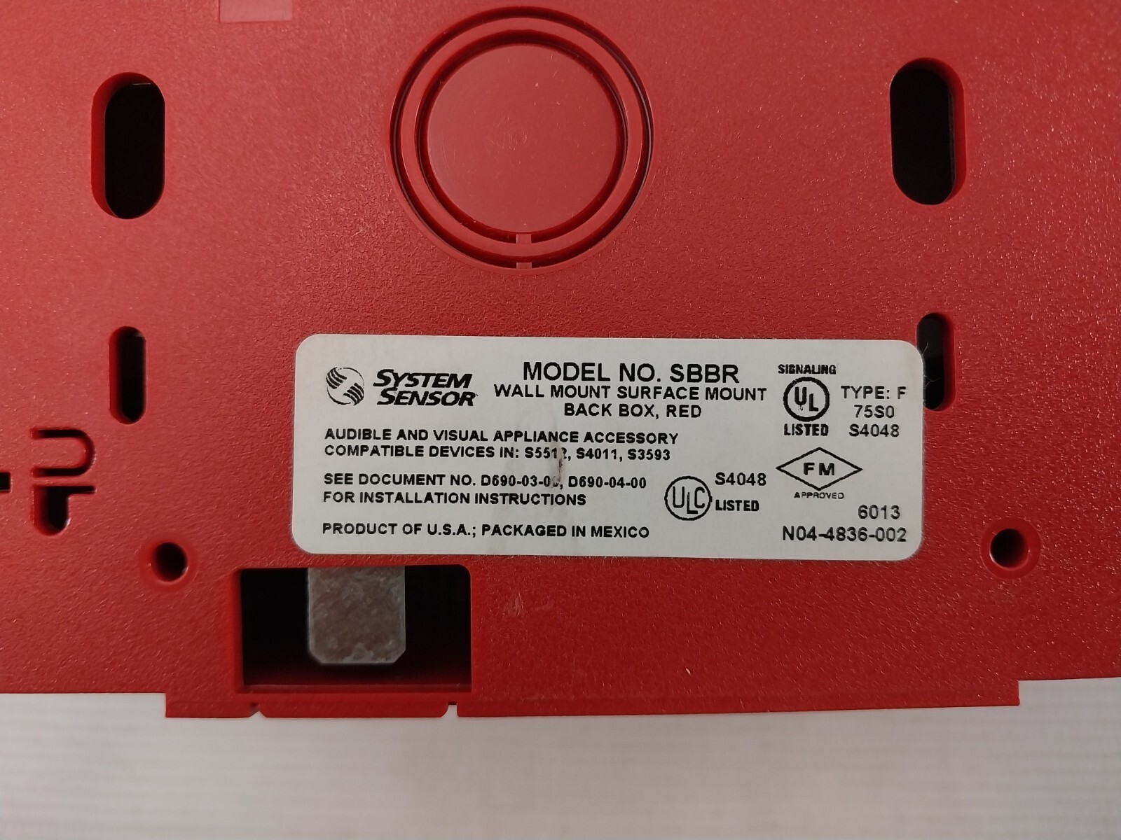 System Sensor SBBR Wall-Mount Surface-Mount Back Box, Red