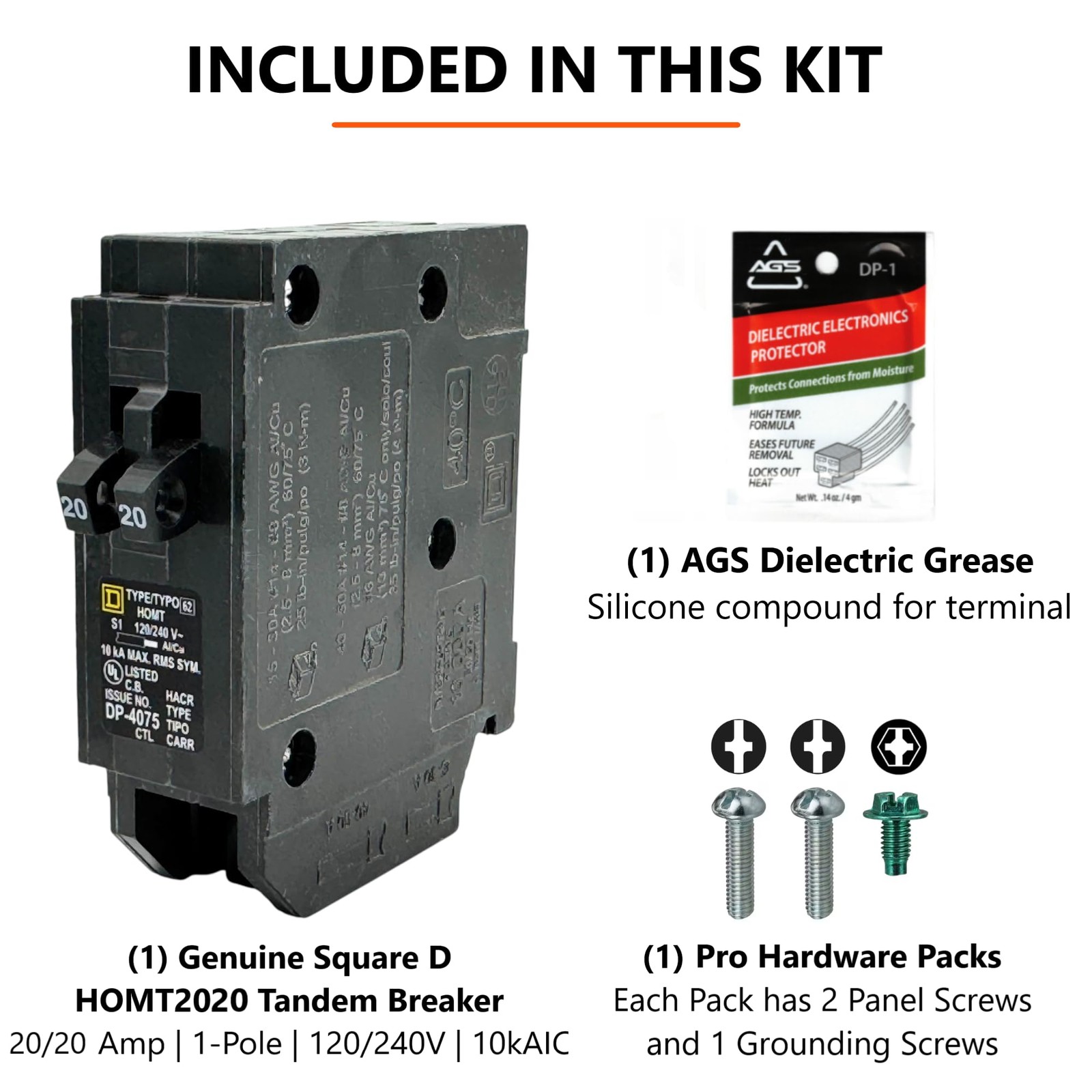 Genuine Square D HOMT2020 20/20 Amp Tandem Circuit Breaker Kit