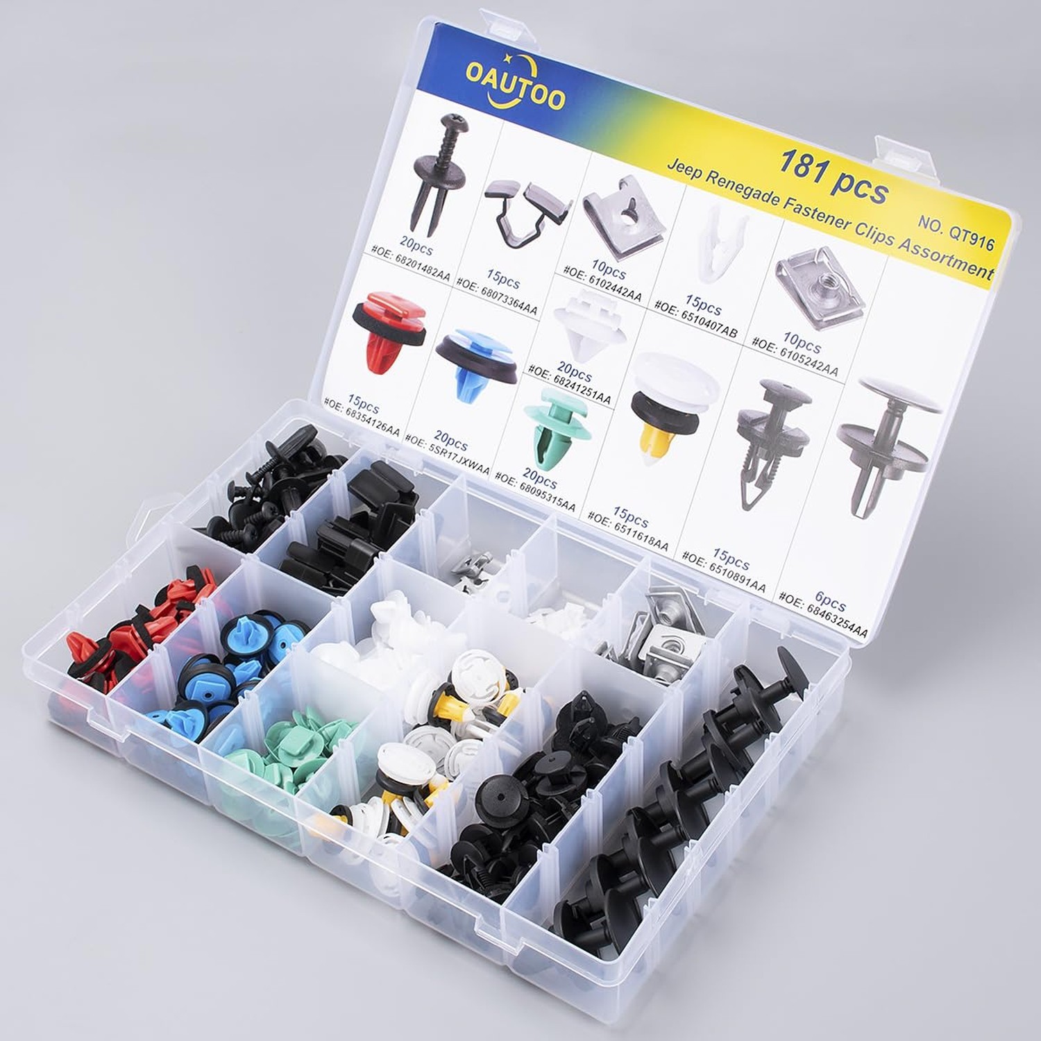 181pcs for Jeep Renegade 2015-On Auto Body Interior and Exterior Retainer Fas…