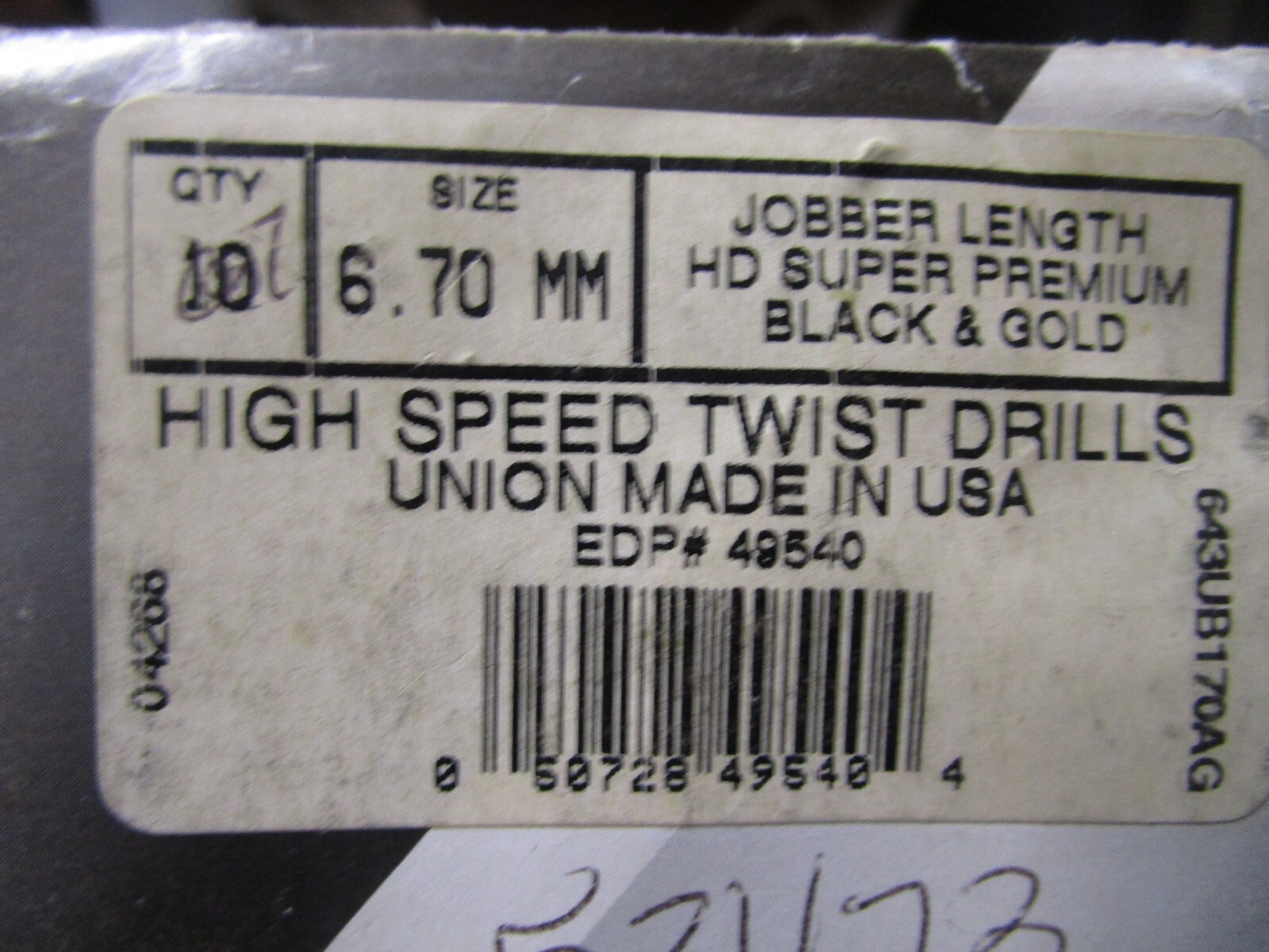 6.70mm HSS 135° Split Point Black and Gold Finish Jobber Drill QTY 7