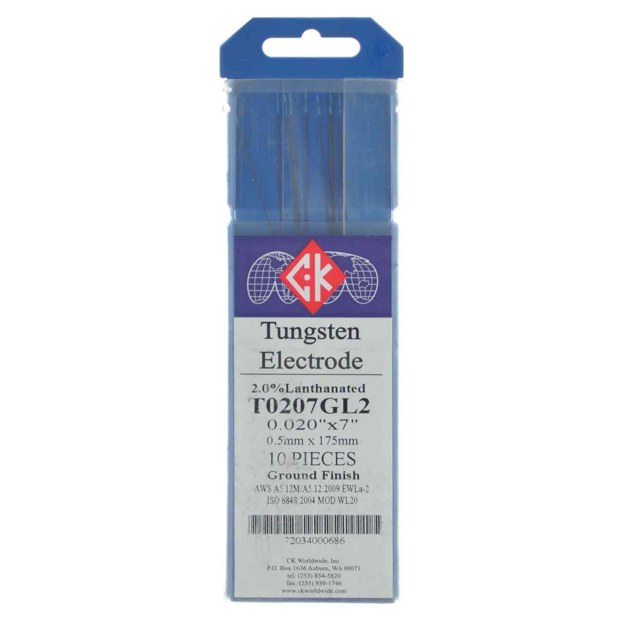 CK T0207GL2 2% Lanthanated Tungsten Electrode .020″ X 7″ 10 pack
