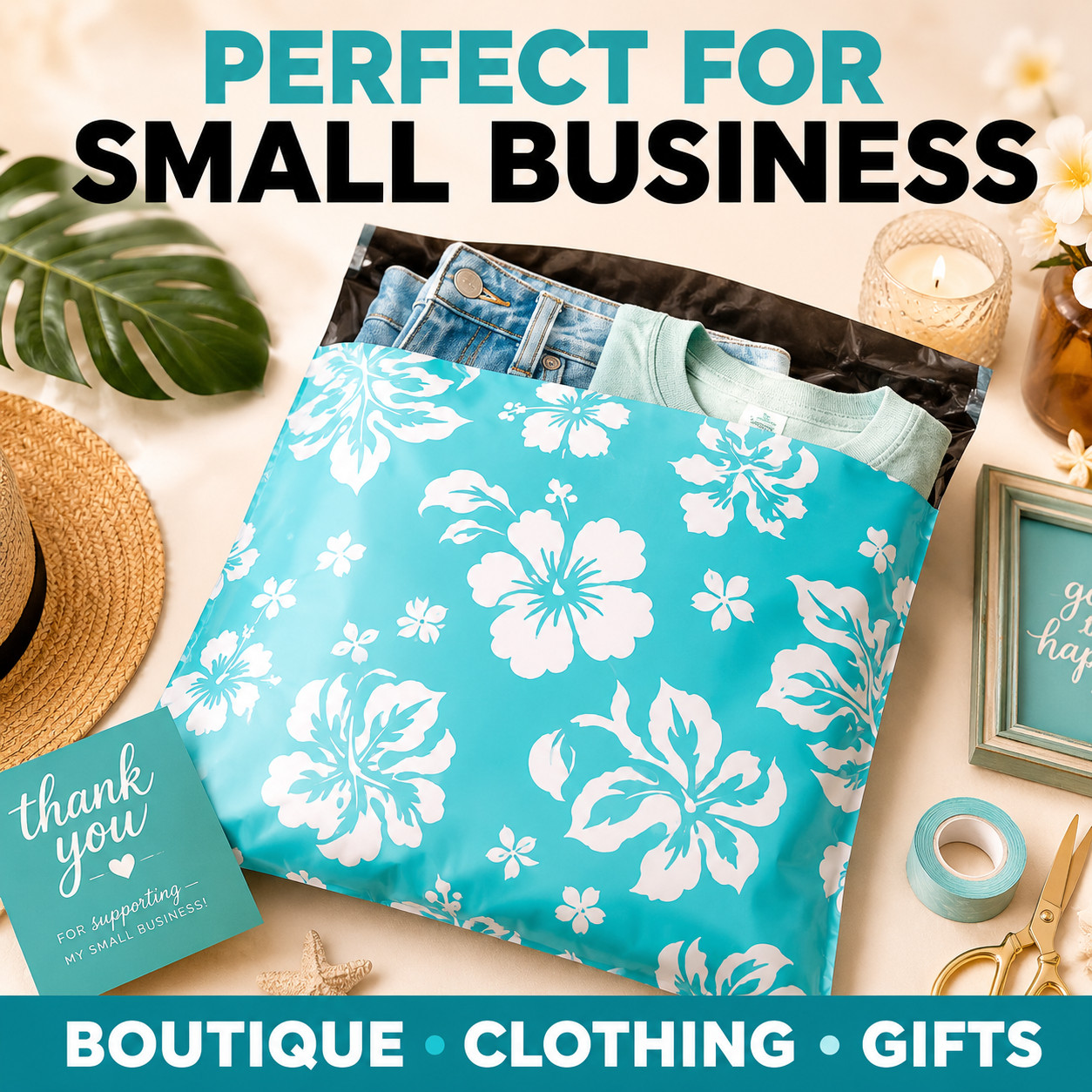 Hawaiian Poly Mailers 10×13 Designer Shipping Bags Self Seal Cute