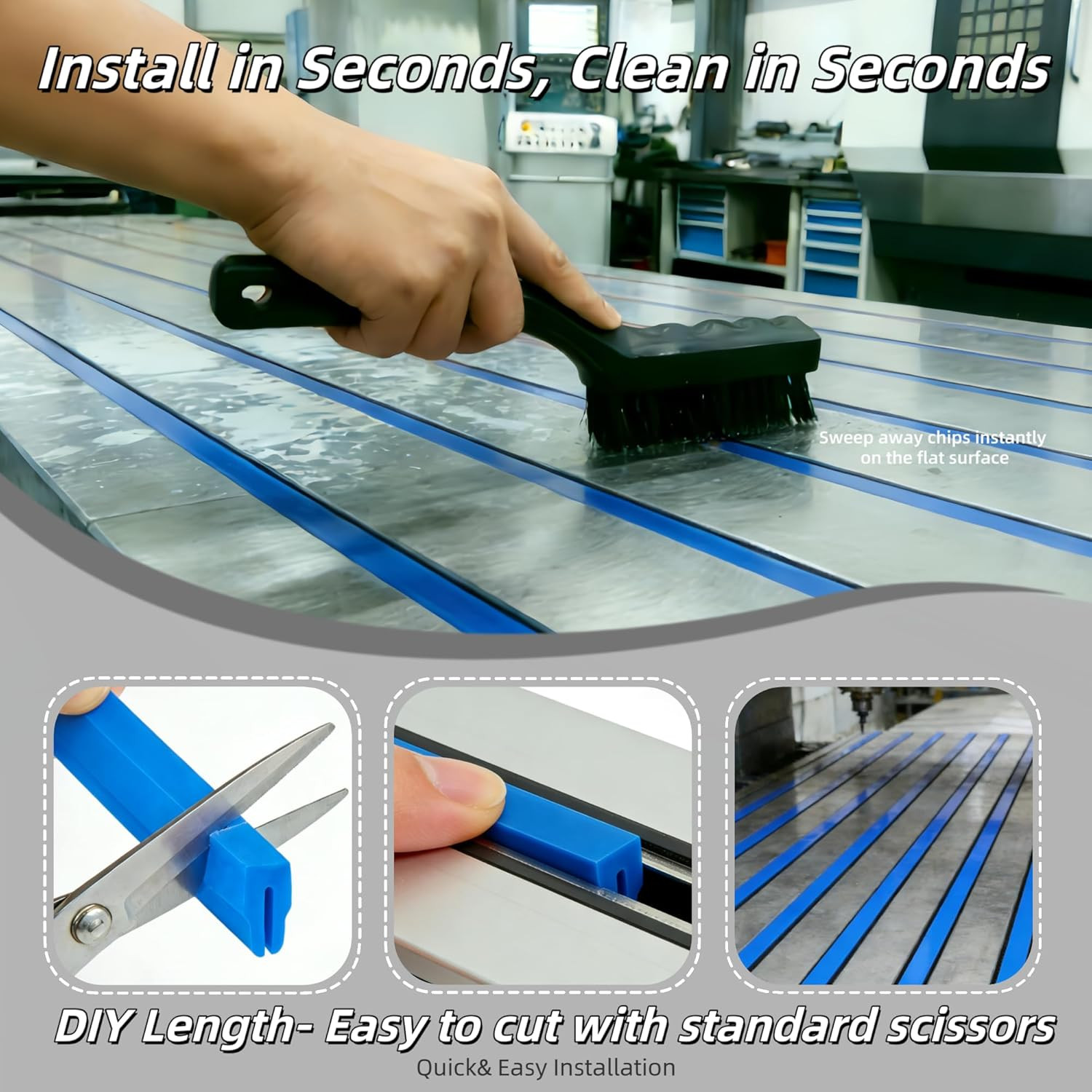 Blue 5/8″ Silicone T-Slot Cover, 197″ Roll for Cnc/Manual Mills | Heat Resistant