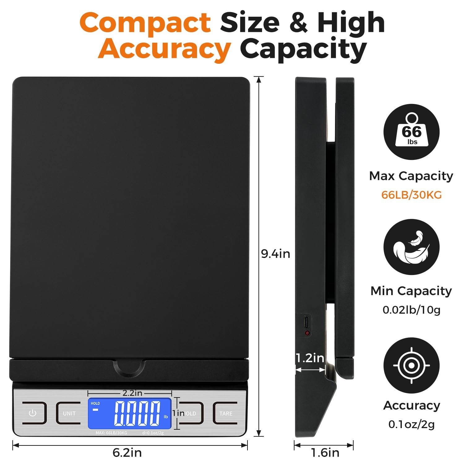 Escala De EnvIo Bascula 66 Lbs Comercial Digital En Gramos Y Libras Para Paquete