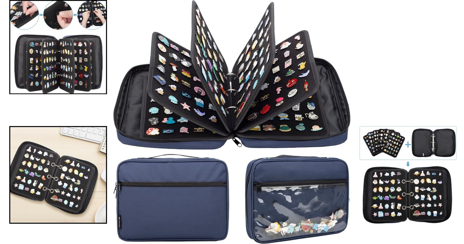 Versatile 3-Ring Enamel Pin Storage Case – Compact Design for Travel and Display