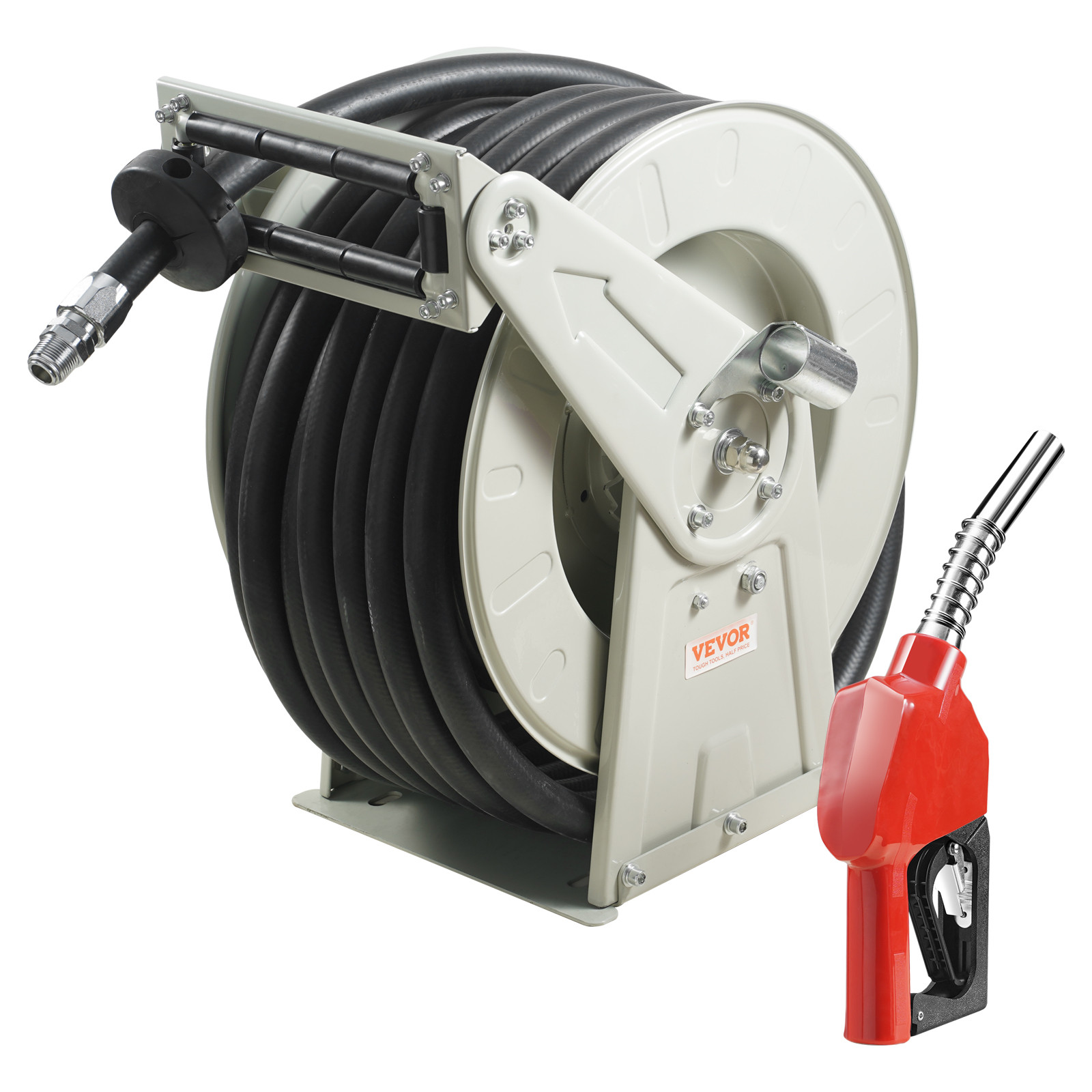 VEVOR Fuel Hose Reel Retractable Diesel Hose Reel 1″ x 50′ Auto Refueling Nozzle