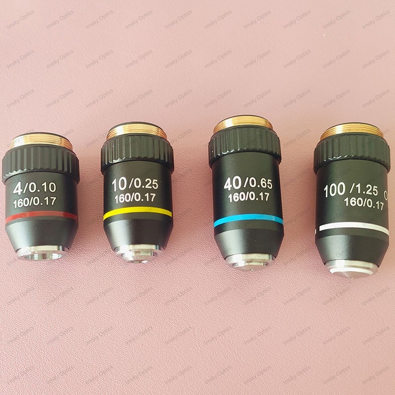 4X 10X 20X 40X 60X 100X Achromatic Objective Lens 195 mm Conjugate Distance Tube