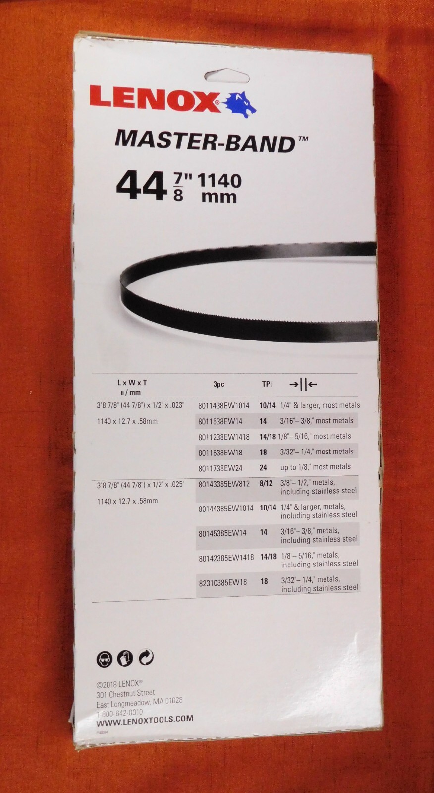 Lenox 44 7/8″ x 1/2″ x 0.023″ 18 TPI Bi-Metal Portable Band Saw Blade 3 Pack