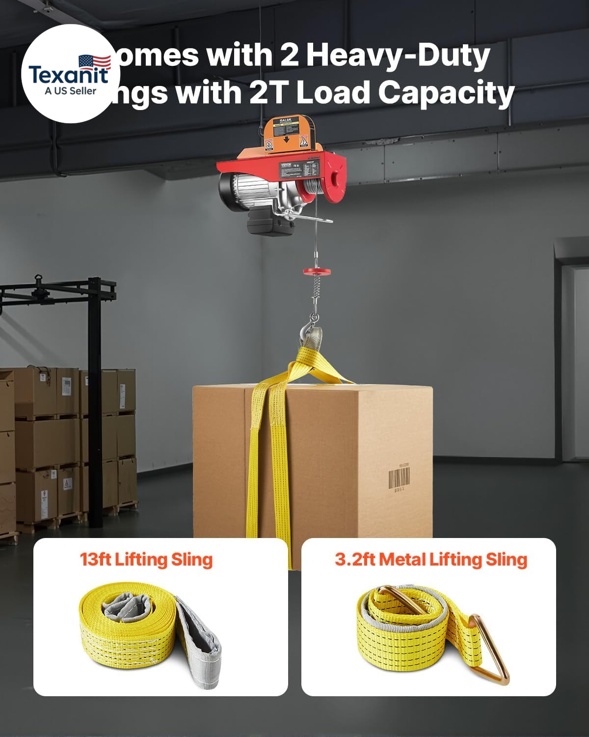 Electric Hoist with Remote Control, 1320LBS Electric Winch, 110V Electric Hoist