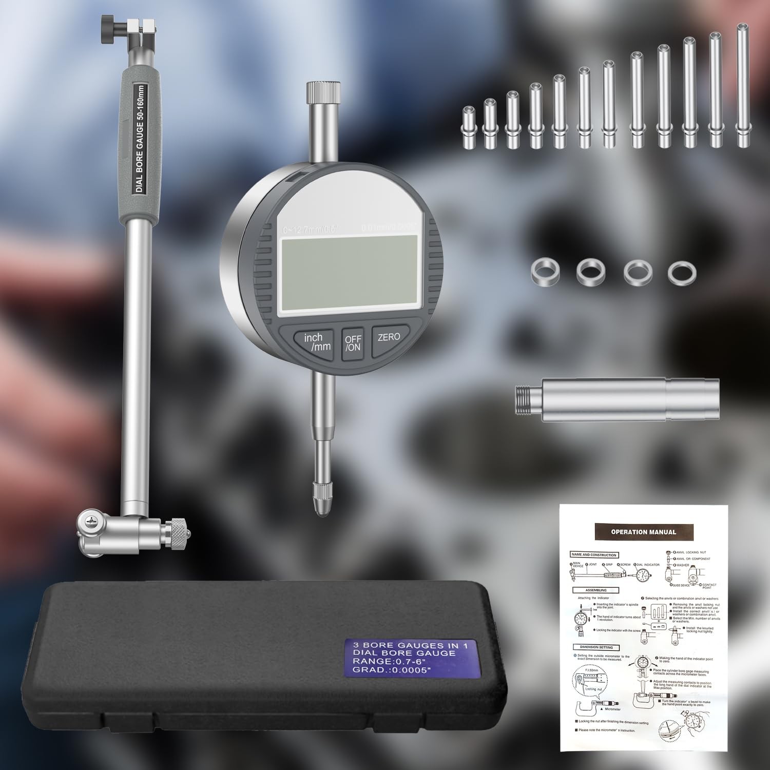 Hdlnkak Digital Dial Indicator Bore Gauges 2-6/0.0005 Engine Cylinder