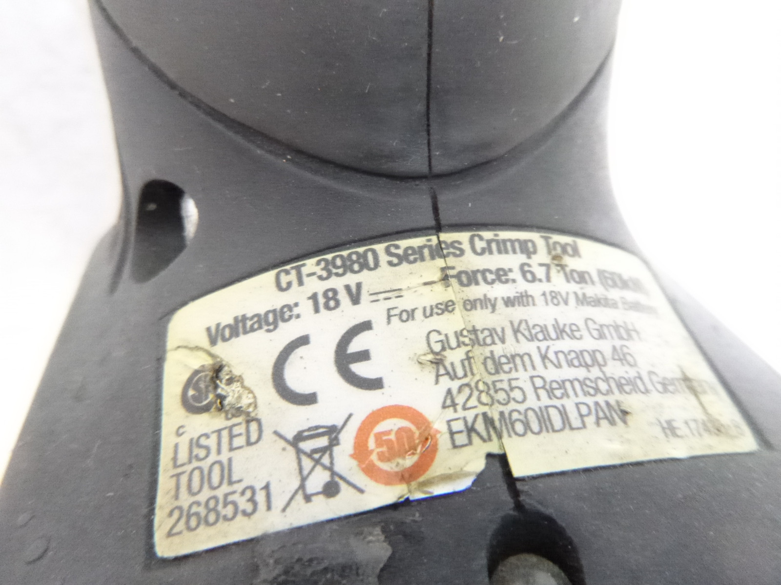 Parts Only Panduit CT-3980 Hand Crimp Tool 18V 6.7 Ton No Battery See Desc