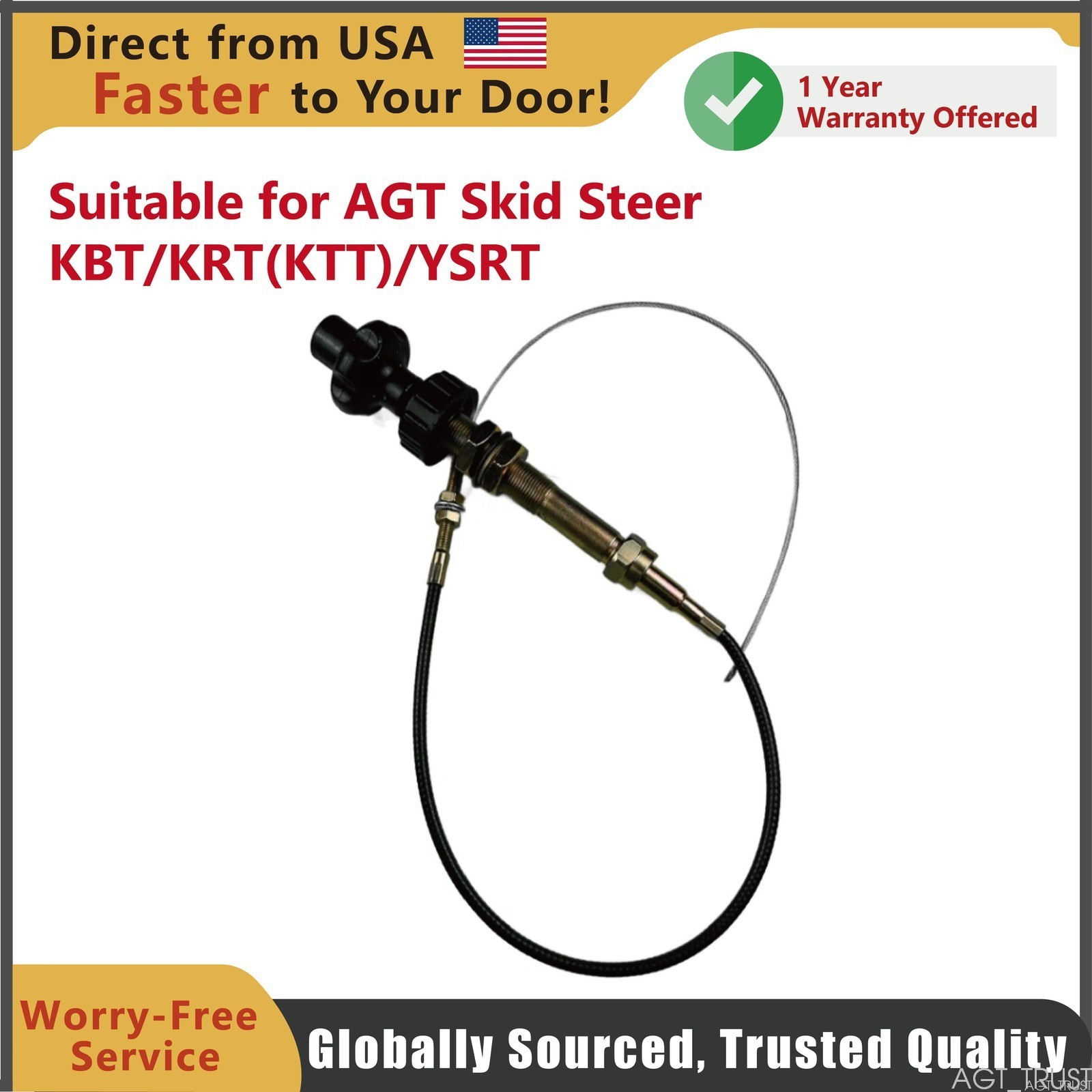 Agrotk 1M Throttle Cable for KBT/KRT(KTT)/YSRT Skid Steer Accessories 1Pcs Black