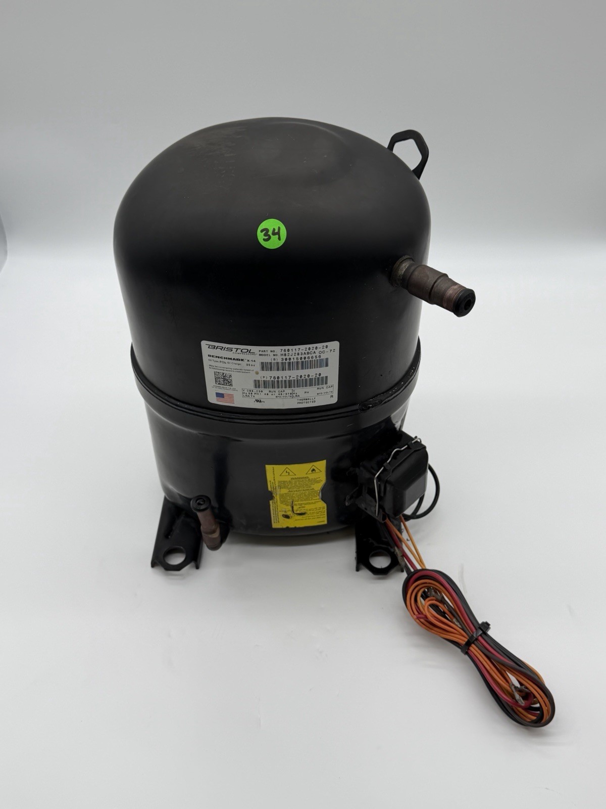 BRISTOL H82J283ABCA Compressor 760117-2020-20 28,100 BTU 230V 1PH 60HZ R410