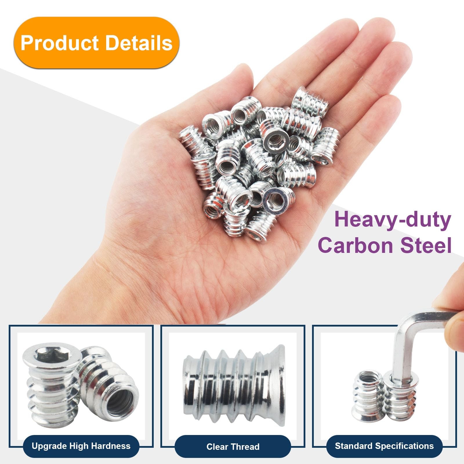 EXQUMART 50 Pcs Premium Threaded Inserts for Wood, 1/4-20