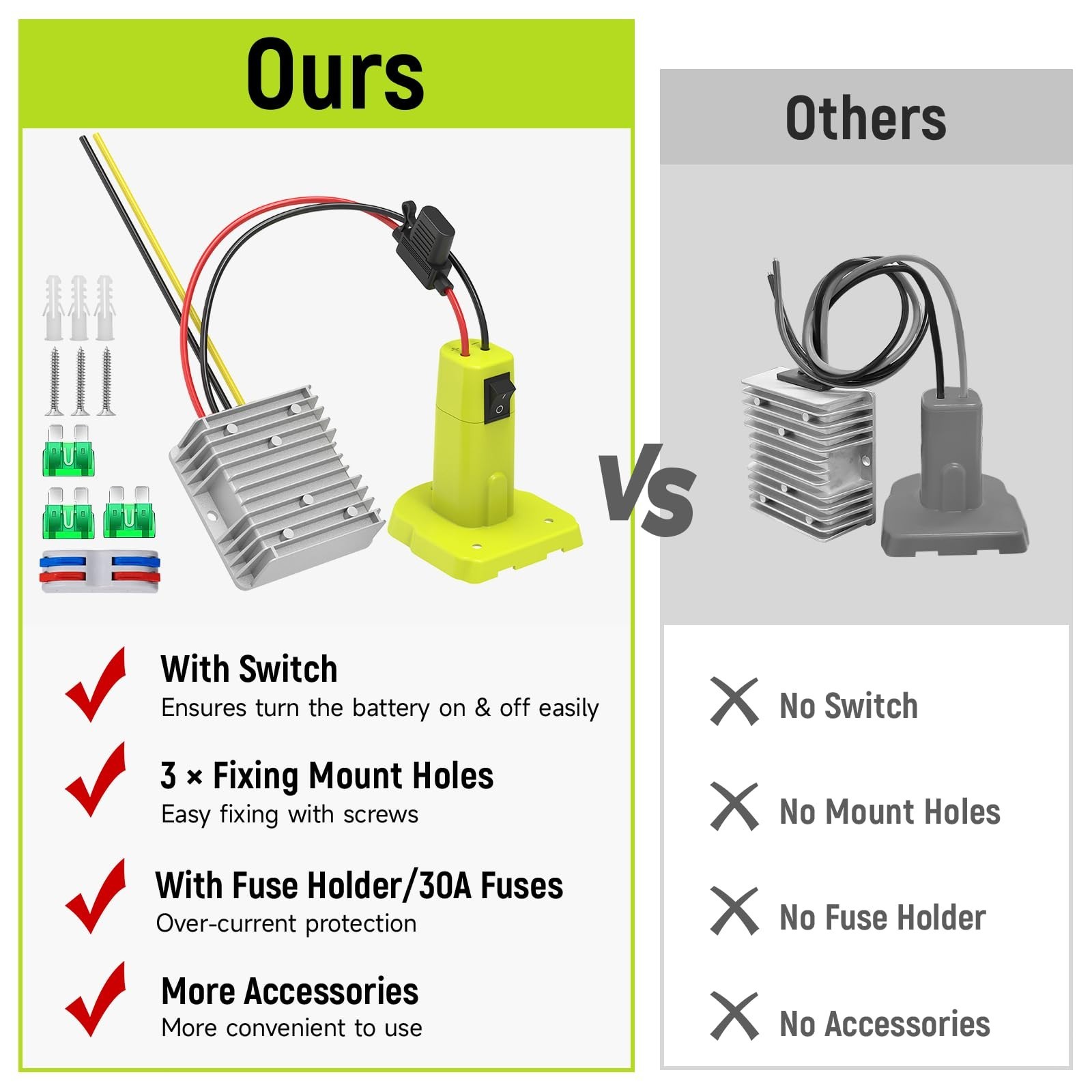 18V to 12V Voltage Regulator Adapter Compatible with Ryobi 18V Battery DIY Home