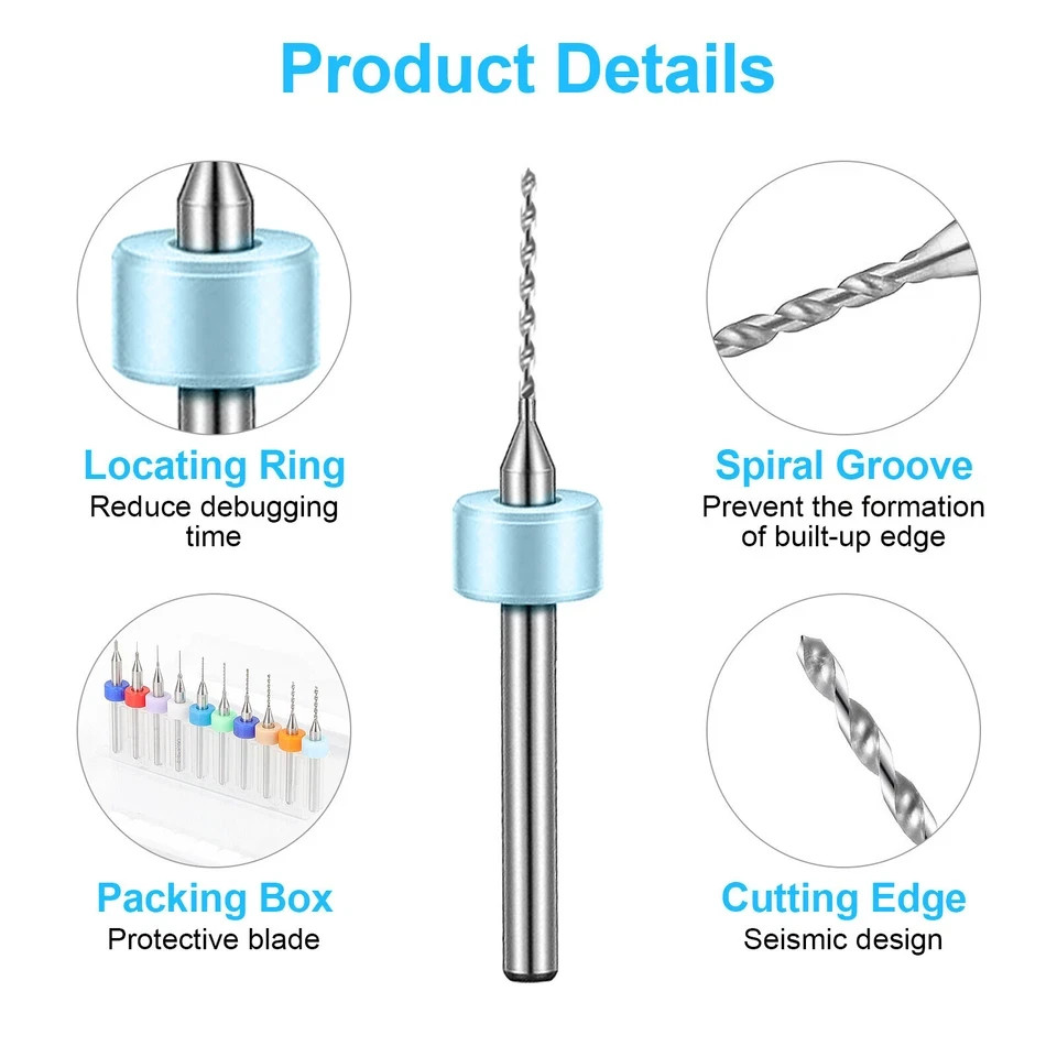 Dental PCB Drill Bit Set Tungsten Carbide Steel Twist Micro CNC Engraving Burs