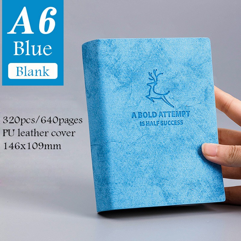 A6 Size 5.7*4″ Small Soft PU Leather Thick Notebook 640 Pages Blank Journal