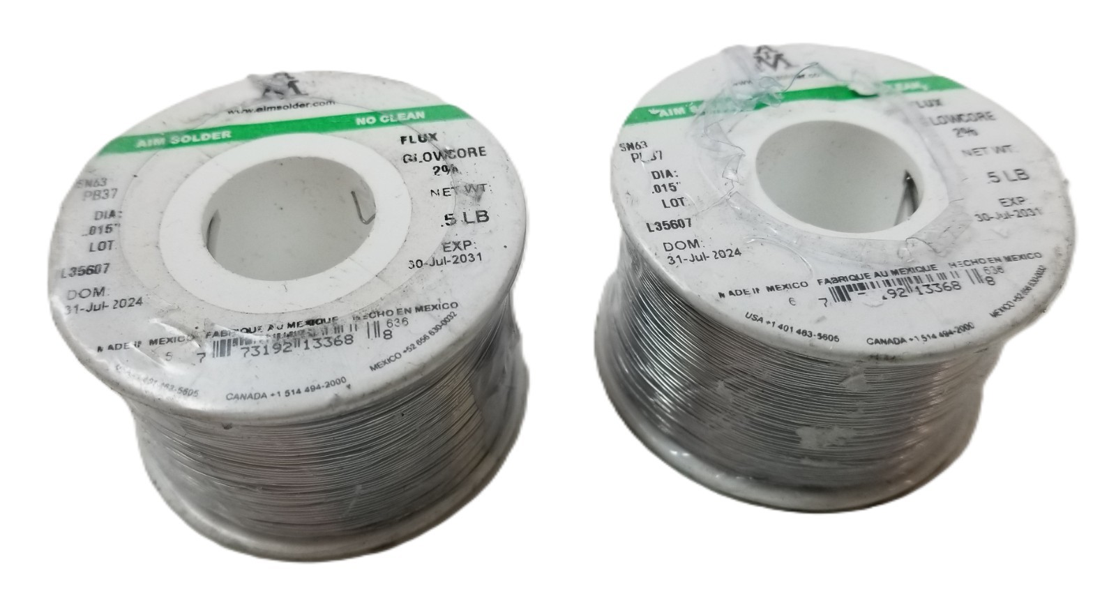 1lb AIM 13368 Wire Solder .015″ 0.38mm Diameter No Clean 2% Glow Core Flux NEW