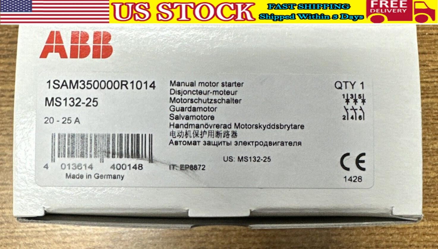 ABB MS132-25 1SAM350000R1014 MANUAL MOTOR STARTER 20-25A **NEW IN BOX**
