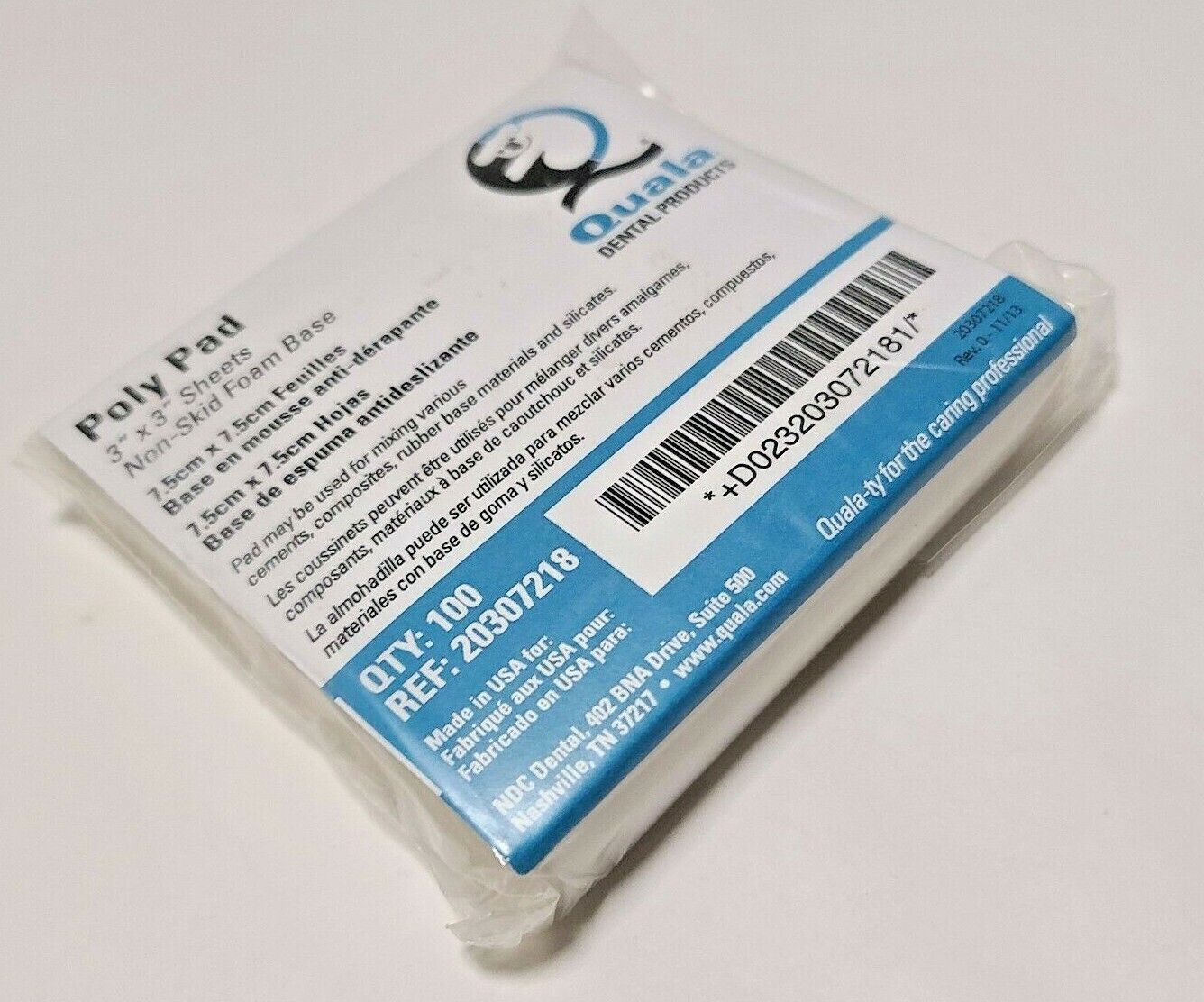 Quala 20307218 Dental Materials Mixing Pads 3″ x 3″ Poly 6/Pk