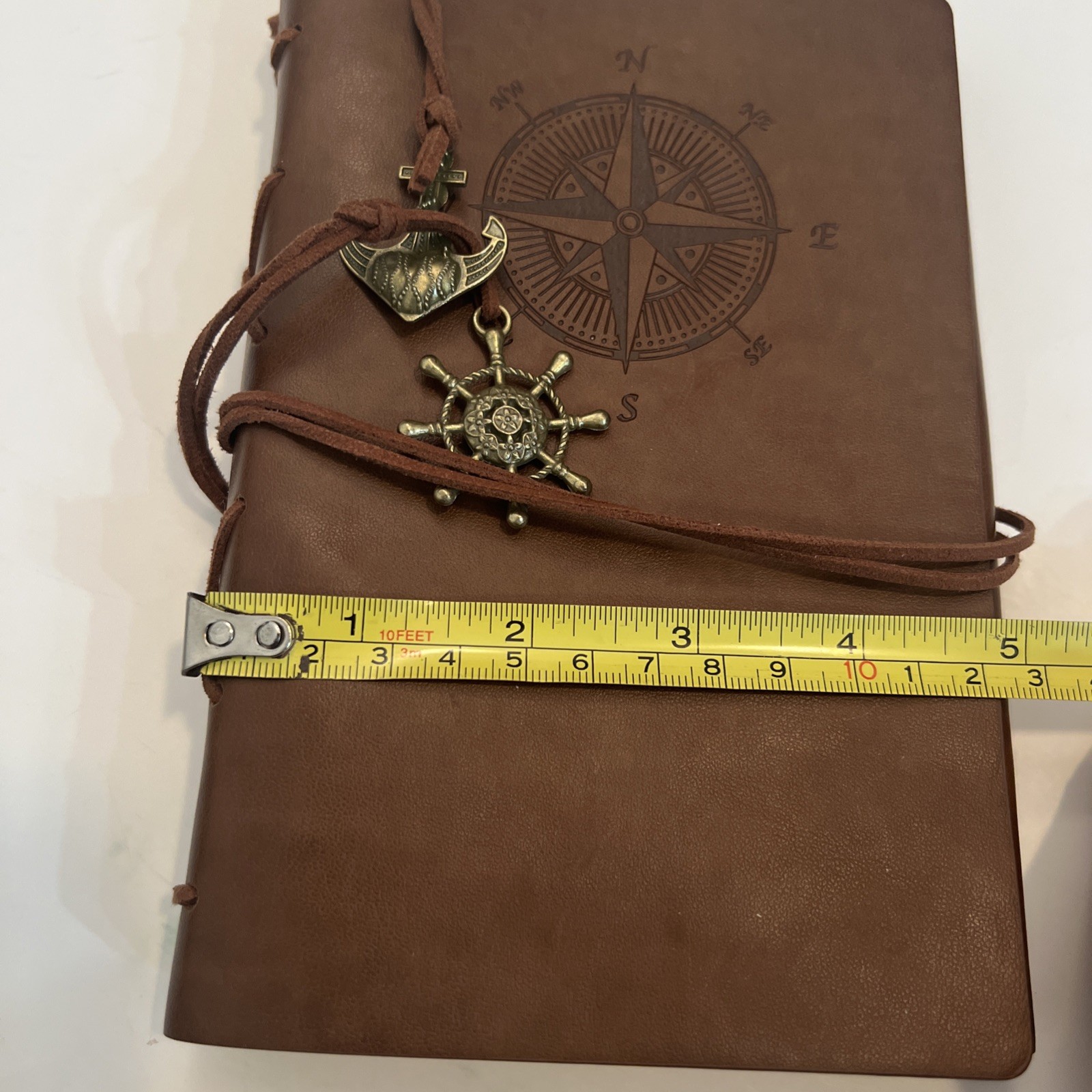 Maleden Nautical Leather Journal Refillable 6 Ring Compact Binder Craft Paper
