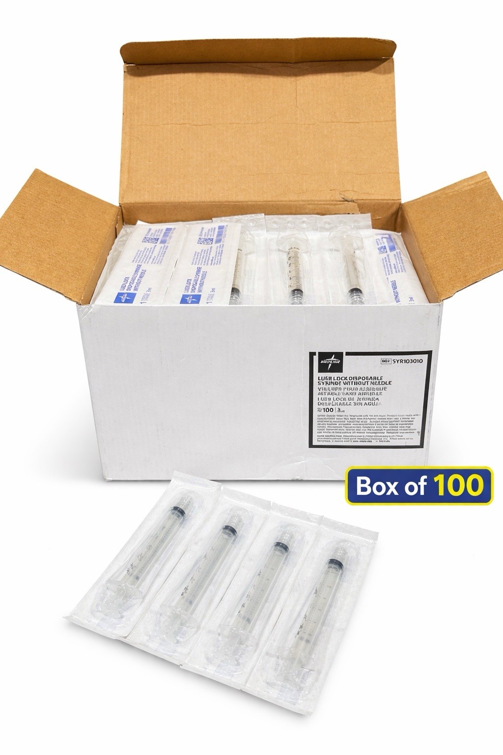 Medline 3mL Luer Lock No Needle REF SYR103010 Box of 100