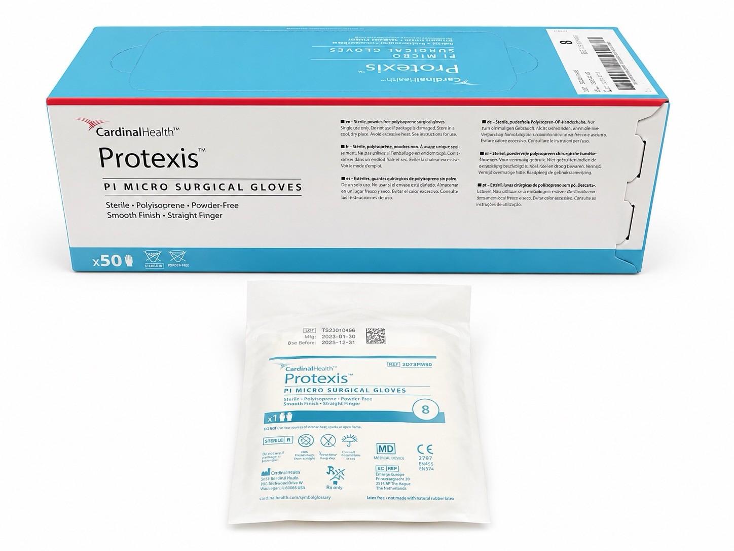 Cardinal Health Protexis PI Micro Surgical Gloves Size 8 Sterile Box of 50 Pairs