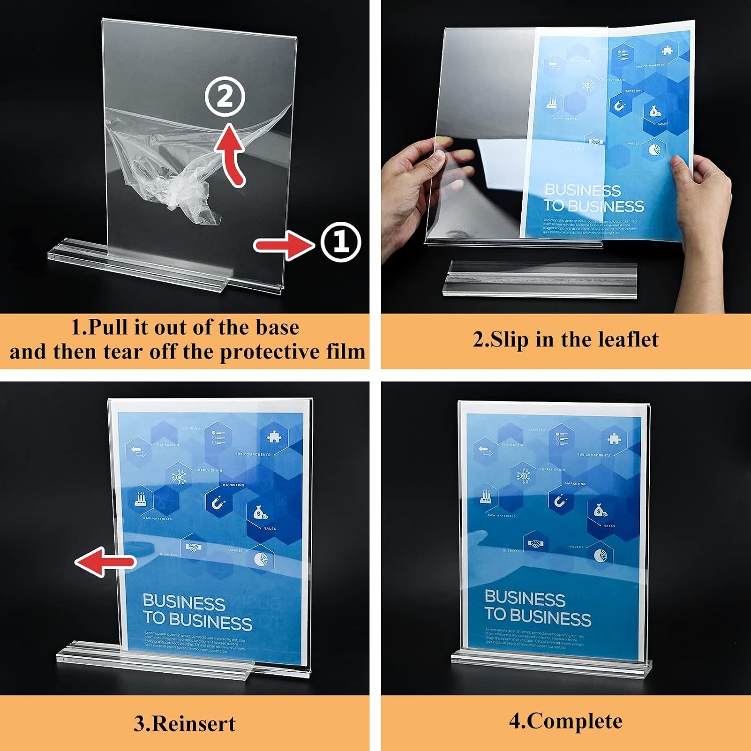 Acrylic Sign Holder 8.5 x 11, Double Sided Sign Holder Stand, Plastic 6 Pack …