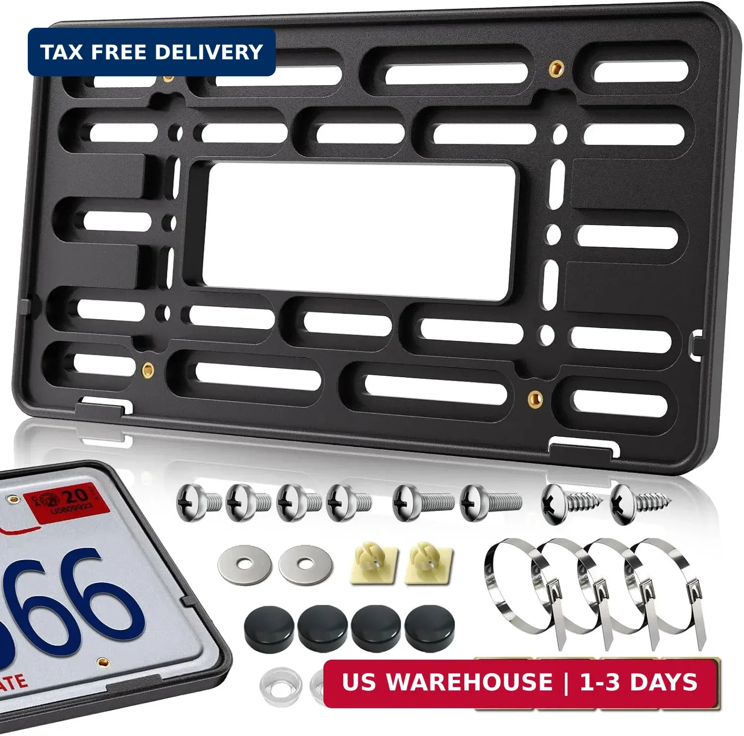 Front License Plate Mount Bracket, Car Plate Holder Universal Mounting Kit | Upg
