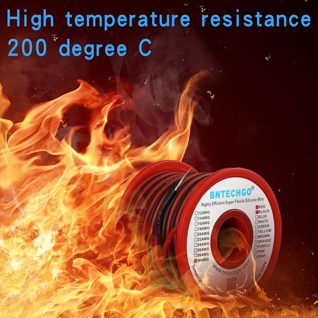 30 Gauge Silicone Wire Spool Red and Black Each 25ft 2 Separate Wires Flexible 3
