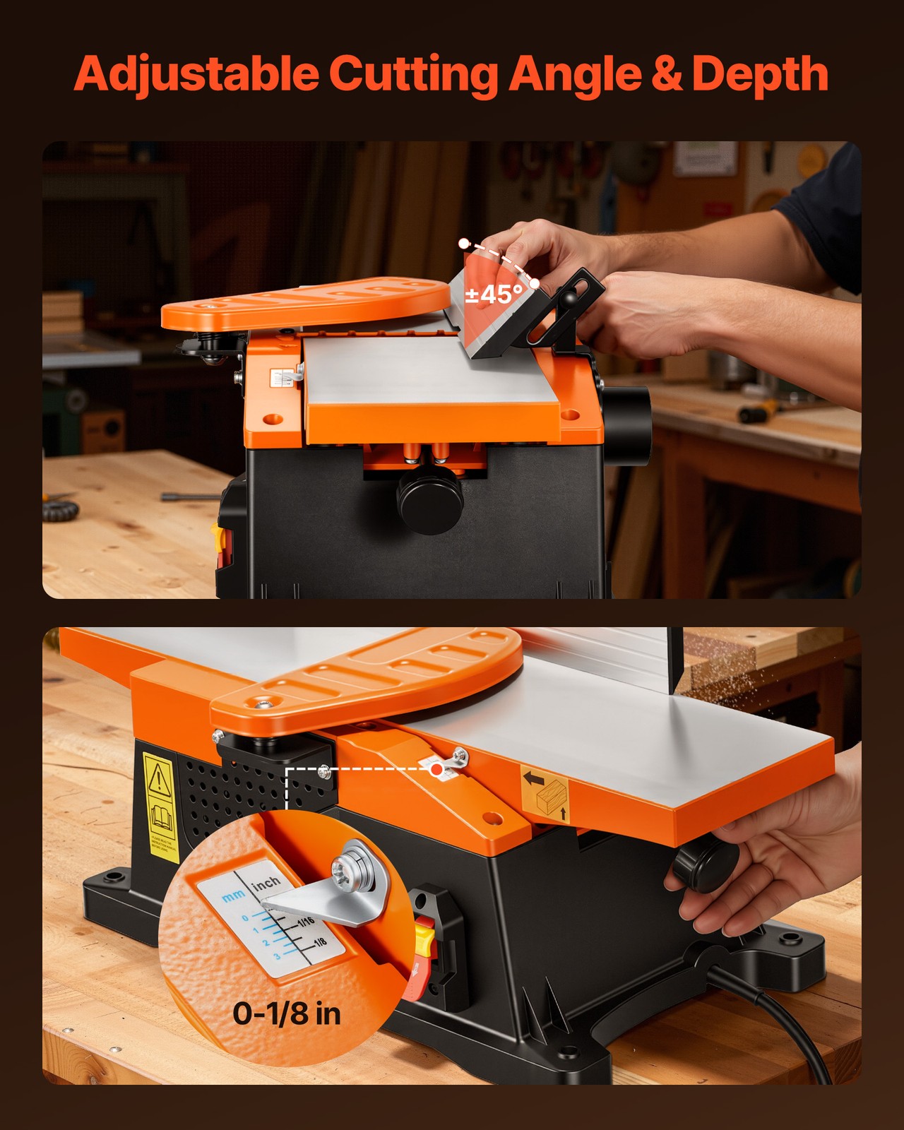 VEVOR Spiral Benchtop Jointer Bench Top Wood Jointer 6 in 12000 RPM 12-Blade