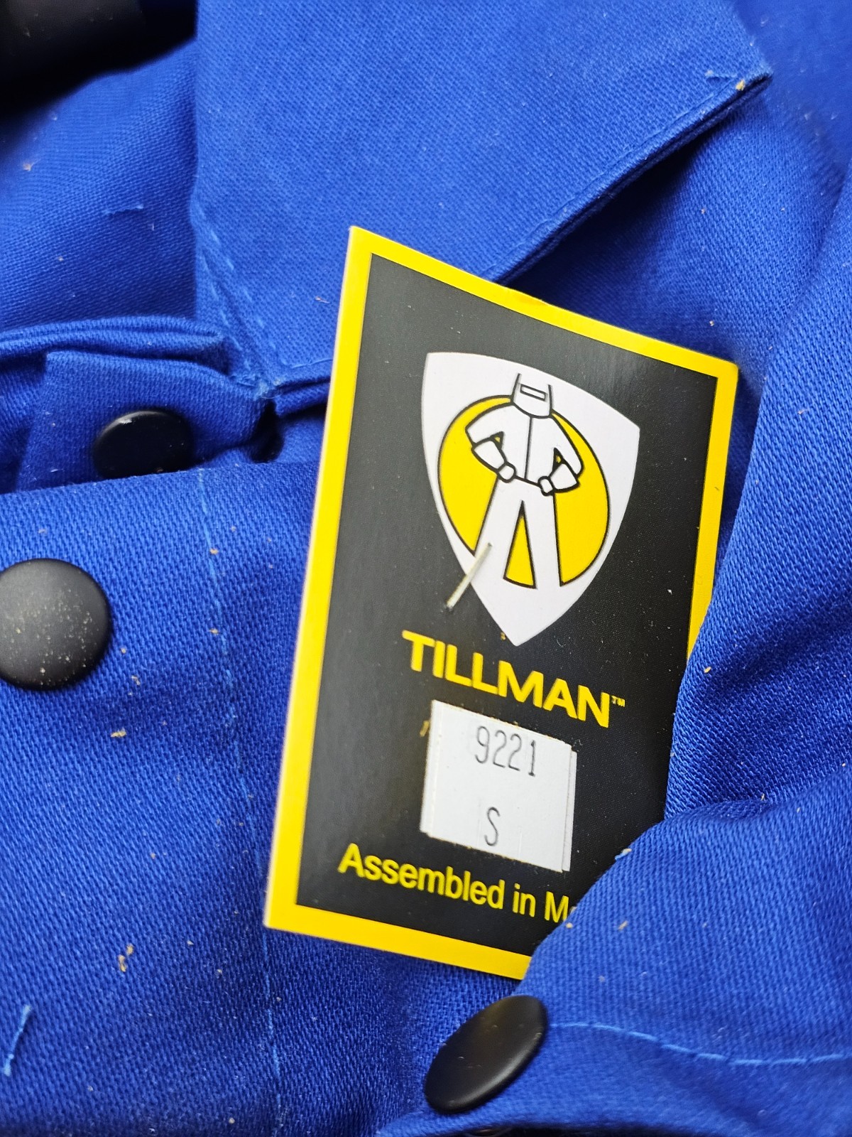 Tillman 9221 Blue Cotton/Leather Cape Sleeve Small