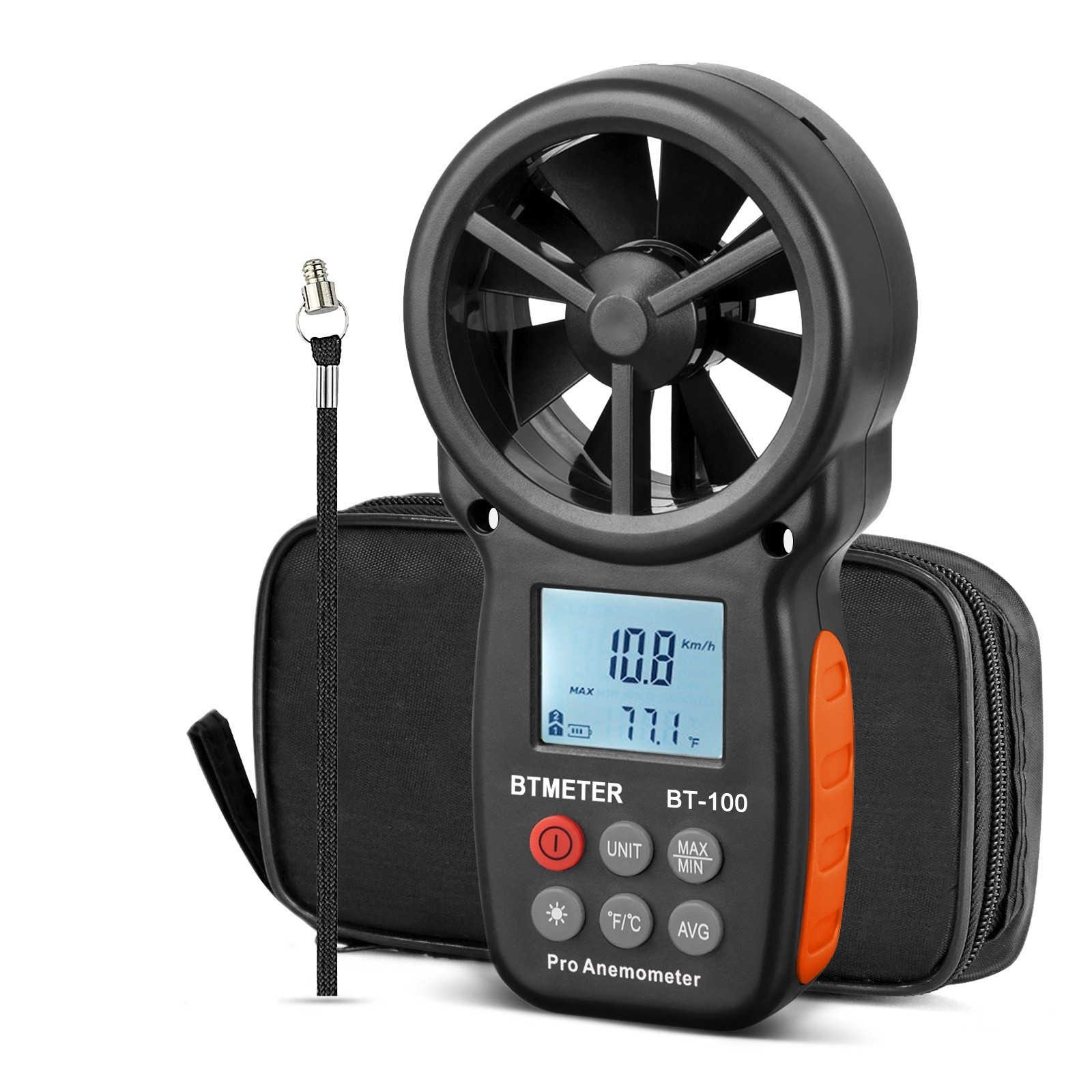 8-Vane Handheld Anemometer Wind Speed Meter,Tripod Mount, Wind Chill,LCD Backlit