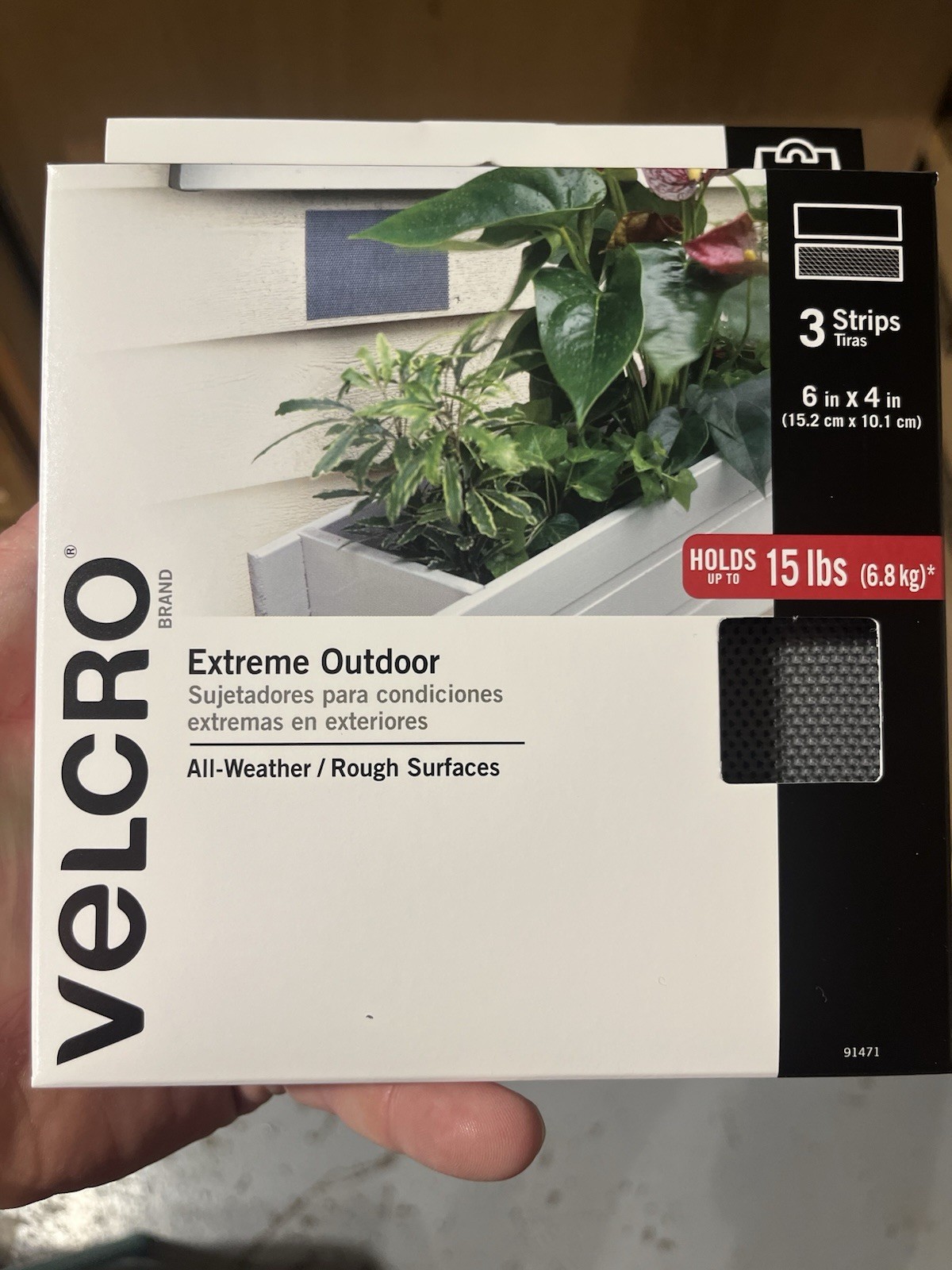 Velcro Extreme Outdoor -All Weather/Rough Surfaces- (3 Strips – 6in x 4in) 91471