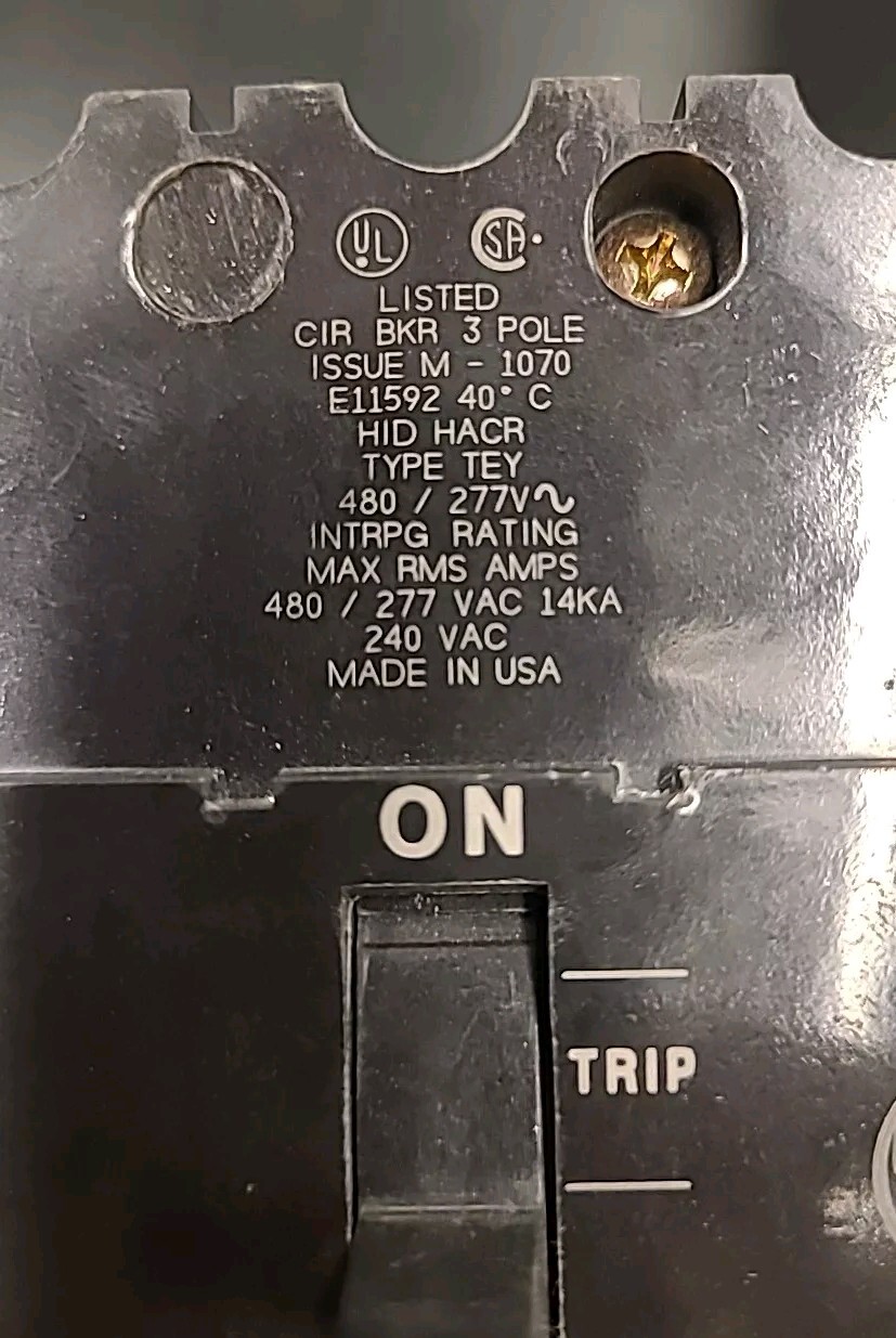 GE TEY340 40 AMP 480/277 VOLT 3 PHASE BOLT-ON CIRCUIT BREAKER CLEAN. !!L@@K!!