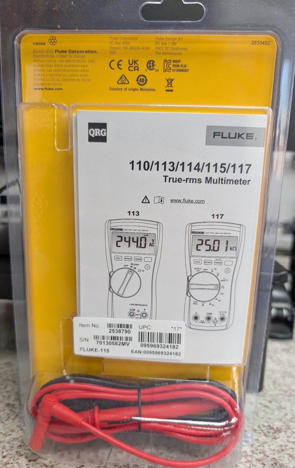 Fluke 115 True RMS Field Technician Digital Multimeter CAT III 600V
