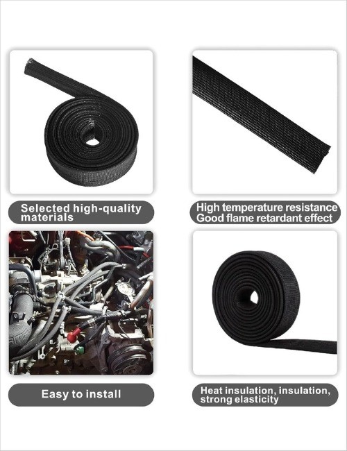 Heat Shield Sleeve Fuel Line Heat Shield Auto Color: BlackSize: 3/4 I.D.X10FT